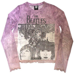 The Beatles Womens/Ladies Revolver Mesh Long-Sleeved Crop Top - XS, Pink
