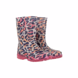 Mountain Warehouse Childrens/Kids Splashed Leopard Print Flashing Lights Wellington Boots - 10 UK Child, Pink