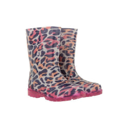 Mountain Warehouse Childrens/Kids Splashed Leopard Print Flashing Lights Wellington Boots - 10 UK Child, Pink
