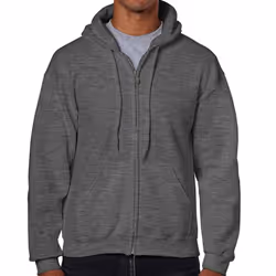 Gildan Mens Heavy Blend Full Zip Hoodie - L, Dark Heather