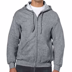 Gildan Mens Heavy Blend Full Zip Hoodie - XL, Graphite Heather