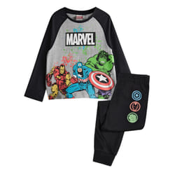 Marvel Avengers Boys Printed Long Pyjama Set - 6-7 Years, Black