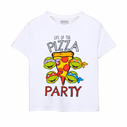 Teenage Mutant Ninja Turtles Boys Life Of The Pizza Party T-Shirt - 5-6 Years, White