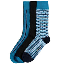 Ted Baker Mens Crew Socks 3 Pack Gift Set - Blue, One Size