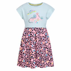 Mountain Warehouse Girls Poppy Leopard Print Organic Cotton Dress - 2-3 Years, Light Blue