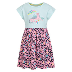 Mountain Warehouse Girls Poppy Leopard Print Organic Cotton Dress - 2-3 Years, Light Blue