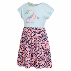 Mountain Warehouse Girls Poppy Leopard Print Organic Cotton Dress - 2-3 Years, Light Blue