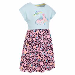 Mountain Warehouse Girls Poppy Leopard Print Organic Cotton Dress - 2-3 Years, Light Blue