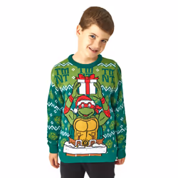 Teenage Mutant Ninja Turtles Boys Knitted Christmas Jumper - 9-10 Years, Green