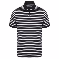 Front Row Unisex Adult Striped Jersey Polo Shirt - L, Navy/White