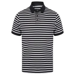 Front Row Unisex Adult Striped Jersey Polo Shirt - L, Navy/White