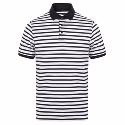 Front Row Unisex Adult Striped Jersey Polo Shirt - XL, White/Navy