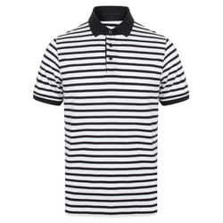 Front Row Unisex Adult Striped Jersey Polo Shirt - XL, White/Navy
