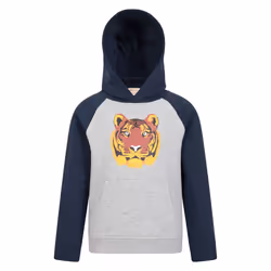 Mountain Warehouse Childrens/Kids Terry Tiger Organic Hoodie - 7-8 Years, Grey/Navy