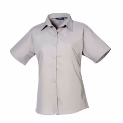 Premier Womens/Ladies Poplin Short-Sleeved Blouse - 26 UK, Silver