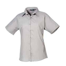 Premier Womens/Ladies Poplin Short-Sleeved Blouse - 26 UK, Silver