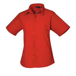 Premier Womens/Ladies Poplin Short-Sleeved Blouse - 26 UK, Red