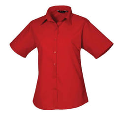 Premier Womens/Ladies Poplin Short-Sleeved Blouse - 26 UK, Red