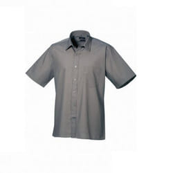 Premier Mens Short Sleeve Poplin Shirt - 18.5in, Dark Grey