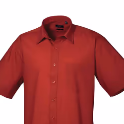 Premier Mens Short Sleeve Poplin Shirt - 18in, Burgundy