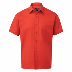 Premier Mens Short Sleeve Poplin Shirt - 15in, Red