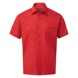 Premier Mens Short Sleeve Poplin Shirt - 15in, Red
