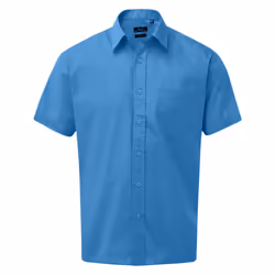Premier Mens Short Sleeve Poplin Shirt - 15in, Sapphire Blue