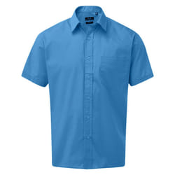 Premier Mens Short Sleeve Poplin Shirt - 15in, Sapphire Blue