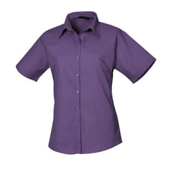 Premier Womens/Ladies Poplin Short-Sleeved Blouse - 26 UK, Purple
