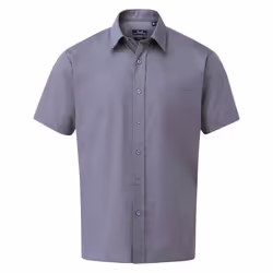 Premier Mens Short Sleeve Poplin Shirt - 19in, Steel