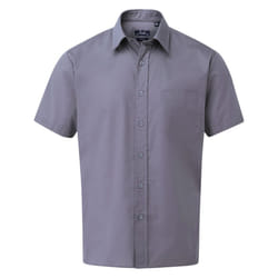 Premier Mens Short Sleeve Poplin Shirt - 19in, Steel