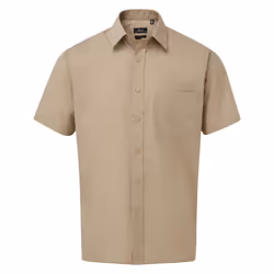 Premier Mens Short Sleeve Poplin Shirt - 18in, Khaki