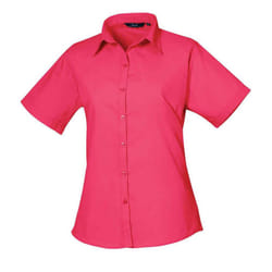 Premier Womens/Ladies Poplin Short-Sleeved Blouse - 16 UK, Hot Pink