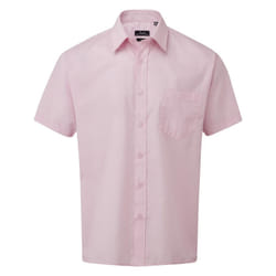Premier Mens Short Sleeve Poplin Shirt - 16in, Pink
