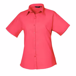 Premier Womens/Ladies Poplin Short-Sleeved Blouse - 22 UK, Hot Pink