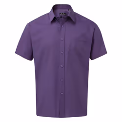 Premier Mens Short Sleeve Poplin Shirt - 17in, Purple