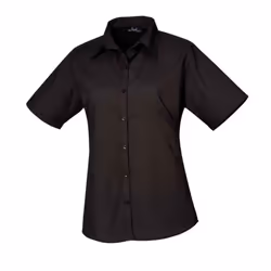 Premier Womens/Ladies Poplin Short-Sleeved Blouse - 16 UK, Black