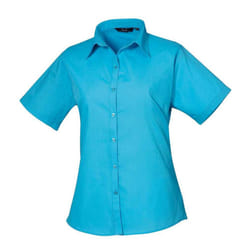 Premier Womens/Ladies Poplin Short-Sleeved Blouse - 22 UK, Turquoise