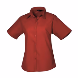 Premier Womens/Ladies Poplin Short-Sleeved Blouse - 22 UK, Burgundy