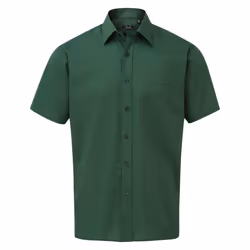 Premier Mens Short Sleeve Poplin Shirt - 16in, Bottle Green