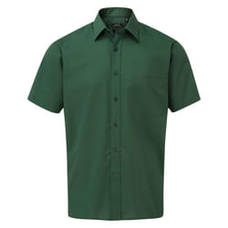 Premier Mens Short Sleeve Poplin Shirt - 16in, Bottle Green