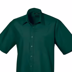 Premier Mens Short Sleeve Poplin Shirt - 16in, Bottle Green