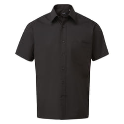 Premier Mens Short Sleeve Poplin Shirt - 18in, Black