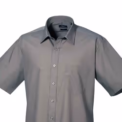 Premier Mens Short Sleeve Poplin Shirt - 14.5in, Dark Grey