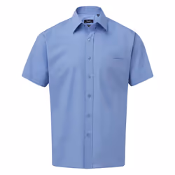Premier Mens Short Sleeve Poplin Shirt - 19in, Mid Blue