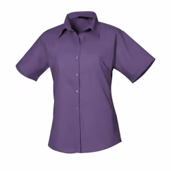 Premier Womens/Ladies Poplin Short-Sleeved Blouse - 16 UK, Purple