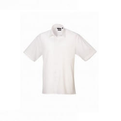 Premier Mens Short Sleeve Poplin Shirt - 17in, White