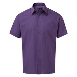 Premier Mens Short Sleeve Poplin Shirt - 15in, Purple
