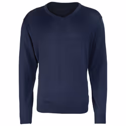 Premier Mens Knitted Cotton Acrylic V Neck Sweatshirt - XS, Navy