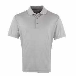 Premier Mens Coolchecker Pique Polo Shirt - L, Silver